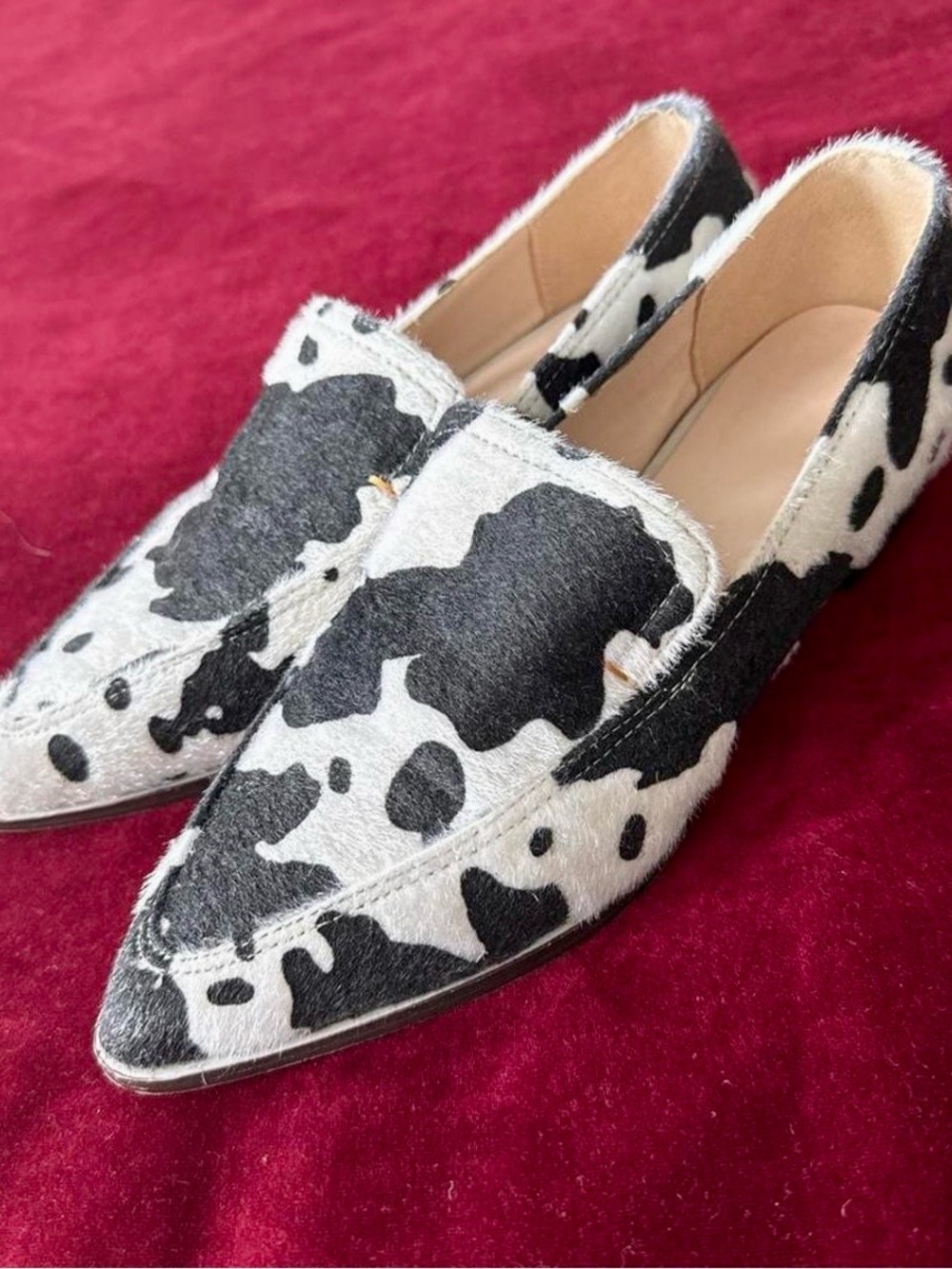 Black & White Cowhair Loafers for Women size 37. More like USA 6.5